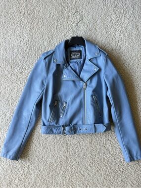 Levi's Pastel Blue Faux Leather Moto Jacket